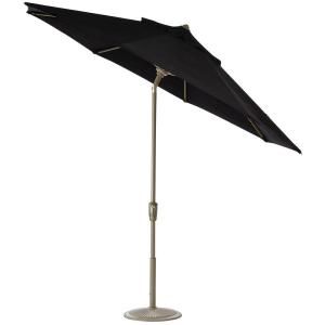 Home Decorators Collection 9 ft. Auto Tilt Patio Umbrella in Black Sunbrella with Champagne Frame 1548920210