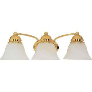 Glomar Empire 3 Light Polished Brass Vanity with Alabaster Glass Bell Shades HD 350