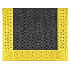 NoTrax No Trax Cushion Lok Black with Yellow Border 30 in. x 60in. PVC Anti Fatigue/Safety Mat 520