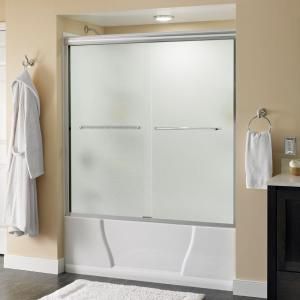 Delta Simplicity 59 3/8 in. x 56 1/2 in. Sliding Bypass Tub Door in Polished Chrome with Frameless Pebbled Glass 159204