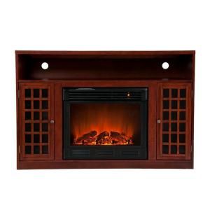 Southern Enterprises Narita 48 in. Media Console Electric Fireplace in Mahogany FE9303
