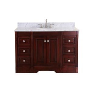 Virtu USA Austen 49 in. Single Basin Vanity in Cherry with Marble Vanity Top in Italian Carrera White DISCONTINUED RS 10548 WM CHE
