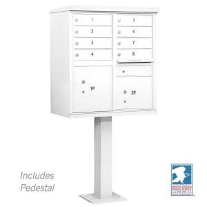 Salsbury Industries White USPS Access Cluster Box Unit with 8 A Size Doors and Pedestal 3308WHT U