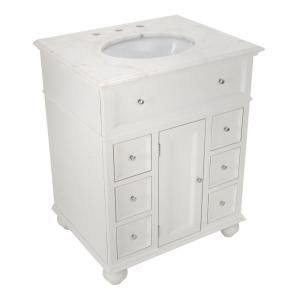 Home Decorators Collection Hampton Bay 28 in. W x 22 in. D Vanity in White with Granite Vanity Top in White 4129440410