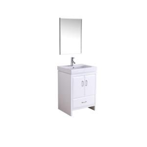 Virtu USA Aria 23 1/5 in. Single Basin Vanity in White with Ceramic Vanity Top in White and Framed Mirror DISCONTINUED SS 81524 C WH