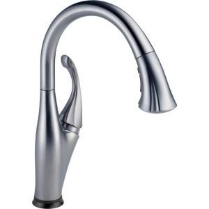 Delta Addison Single Handle Pull Down Sprayer Kitchen Faucet in Arctic Stainless with Touch2O Technology and MagnaTite Docking 9192T AR DST