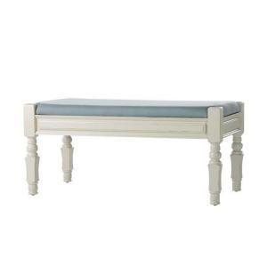 Home Decorators Collection Deluxe Antique Ivory with Sky Cushion 42.25 in. Devonshire Bench 0930500440