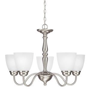 Sea Gull Lighting Northbrook 5 Light Brushed Nickel Chandelier with Satin Etched Glass 3112405 962