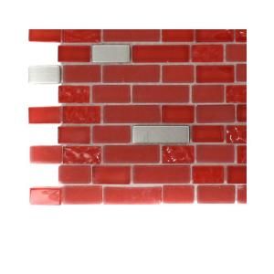 Splashback Tile Bloody Mary Brick Glass   6 in. x 6 in. x 8 mm Floor and Wall Tile Sample (1 sq. ft.) R4A6 GLASS TILES