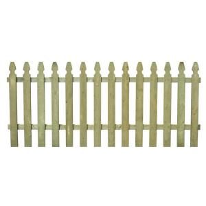4 ft. x 8 ft. Pine French Gothic Spaced Picket Fence Panel SP 102581