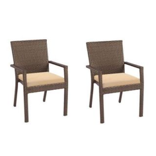 Hampton Bay Beverly Patio Dining Chair with Arms and Beige Cushion (2 Pack) 65 23311AB