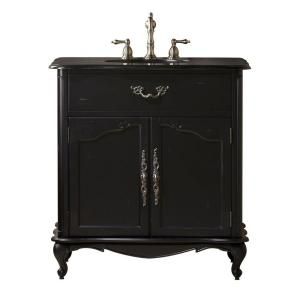 Home Decorators Collection Provence 33 in. W x 22 in. D Single Sink Vanity in Black with Marble Vanity Top in Black 1112800210
