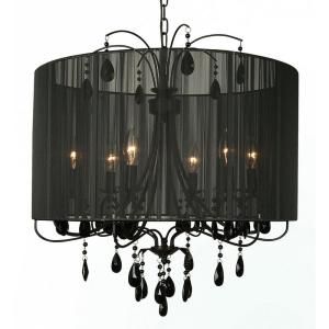 Filament Design Xavier 6 Light Ceiling Black Incandescent Chandelier CLI BIET112BLK