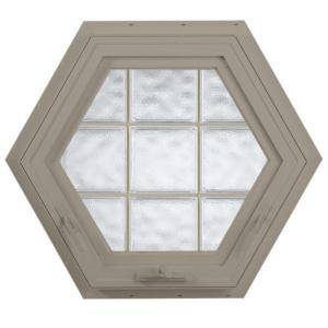 Hy Lite 27.75 in. x 24 in. Glacier Pattern 8 in. Acrylic Block Driftwood Vinyl Fin Hexagon Awning Windows, Tan Silicone & Screen 8LHH24DWLH1G at The Home Depot