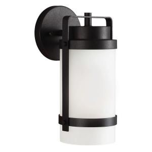 Sea Gull Lighting Bucktown 1 Light Outdoor Black Wall Lantern with Satin Etched Glass 8522401 12