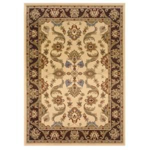 LR Resources Traditional Design with Cream and Brown swirls. It is 7 ft. 9 in. x 9 ft. 9 in. and it is a Plush Indoor Area Rug LR80371 CRBW810