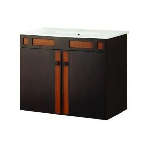 Foremost St. Vincent 28 5/8 in. Floating Vanity in Mahogany Nutmeg with Vitreous China Vanity Top and Sink in White SVGWH2824