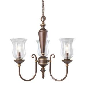 Illumine 3 Light Chandelier Ruffled Bronze Finish Clear Seeded Glass Shades DISCONTINUED CLI TR88013