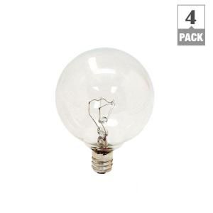 GE 60 Watt Incandescent G16.5 Globe Candelabra Base Crystal Clear Light Bulb (4 Pack) 60GC/CD4 TP6