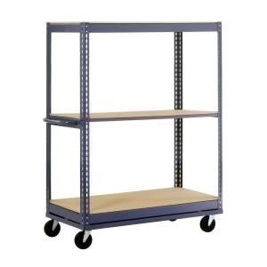 Edsal 60 in. W x 54 in. H x 24 in. D Mobile Steel Commercial Shelving Unit RT602454 3