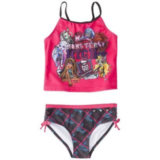 Monster Chic Girls 2 Piece Tankini Swimsuit Set   Raspberry 10 12