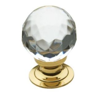 Baldwin Faceted Crystal 1 in. Polished Brass Round Cabinet Knob 4317.030