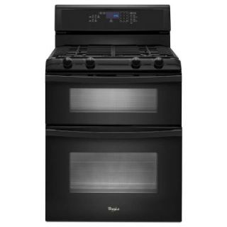 Whirlpool 6.0 cu. ft. Double Oven Gas Range with Self Cleaning Oven in Black WGG555S0BB