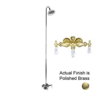 Pegasus 3 Handle Claw Foot Tub Diverter Faucet with Old Style Spigot and Sunflower Showerhead for Acrylic Tub in Polished Brass 4011 PL PB