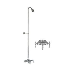 Barclay Products Porcelain Lever 3 Handle Claw Foot Tub Faucet with Diverter, Riser and Showerhead in Polished Chrome 4030 PL CP