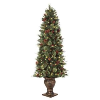 Martha Stewart Living 6.5 ft. Pre Lit Potted Artificial Christmas Tree with Clear Lights (Set of 2) TY78 797 200L 2