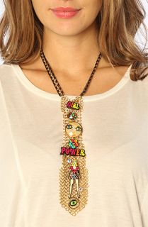 Betsey Johnson  The 60s Mod Girl Power Charm Tie Necklace