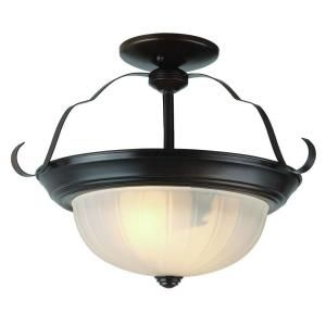 Filament Design Cabernet Collection 2 Light Oiled Bronze Shade Semi Flush Mount with White Frosted Melon CLI WUP518048