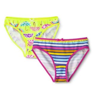 Xhilaration Girls 2 Pack Bikini Briefs   Umbrella/Stripes 16