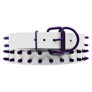 Platinum Pets White Genuine Leather Dog Collar with Spikes   Purple (20 24)