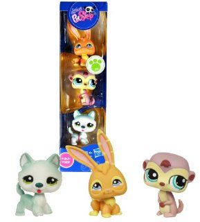 Hasbro Year 2009 Littlest Pet Shop 3 Pack Bobble Head Pet Figure Set   Bunny Rabbit (#1565), Meerkat (#1564) and Siberian Husky Puppy Dog (#1563): Toys & Games