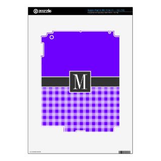 Cute Purple; Electric Indigo Gingham Skin For iPad 3