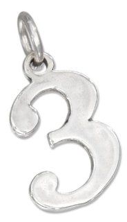 Sterling Silver "3" Number Charm: Jewelry