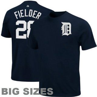 Prince Fielder Big & Tall Navy Detroit Tigers #28 Name & Number T Shirt : Sports & Outdoors