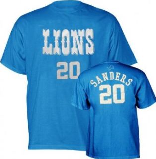 Barry Sanders Blue Reebok Name and Number Detroit Lions T Shirt   Small : Sports Fan T Shirts : Sports & Outdoors