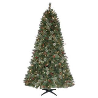 Martha Stewart Living 7.5 ft. Pre Lit Paley Pine Christmas Tree with Clear Lights, Pine Cones, Berry and Twigs 209A42675700SE3