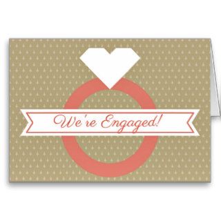 Beige & Peach Diamond Ring Engagement Greeting Cards