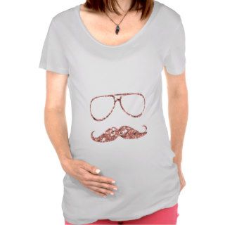 GIRLY PINK MUSTACHE GLASSES GLITTER T SHIRTS