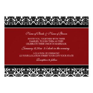 Wedding Invitations Red Black White Damask