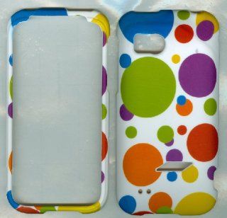 HTC REZOUND THUNDERBOLT 2 6425 PHONE CASE COVER SNAP ON HARD RUBBERIZED PROTECTOR CAMO WHITE MULTI BIG DOT: Cell Phones & Accessories