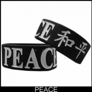 Peace Asian Symbol Designer Rubber Saying Bracelet #30: Clothing