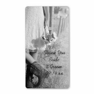 Bride, Boots and Sunflower Wedding Thank You Label