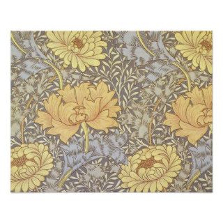 Vintage Floral Wallpaper Chrysanthemums Print