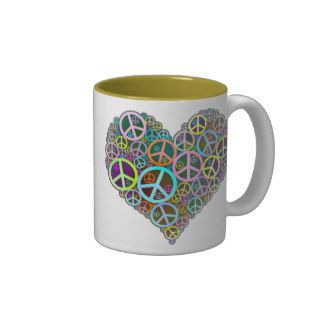 Cool Peace Love Heart Coffee Mugs
