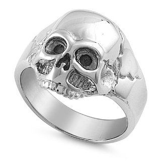 316L Stainless Steel High Polish Casting Ring   Skull Design: Jewelry