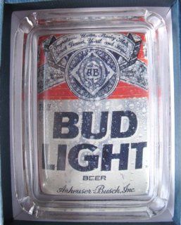 Bud Light Beer Card & Glass Coin Tray / Ashtray / Paperweight: Everything Else